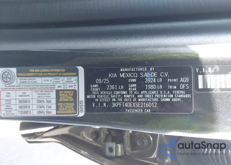 2025 Kia K4 Lxs from USA, damaged, VIN 3KPFT4DEXSE216012